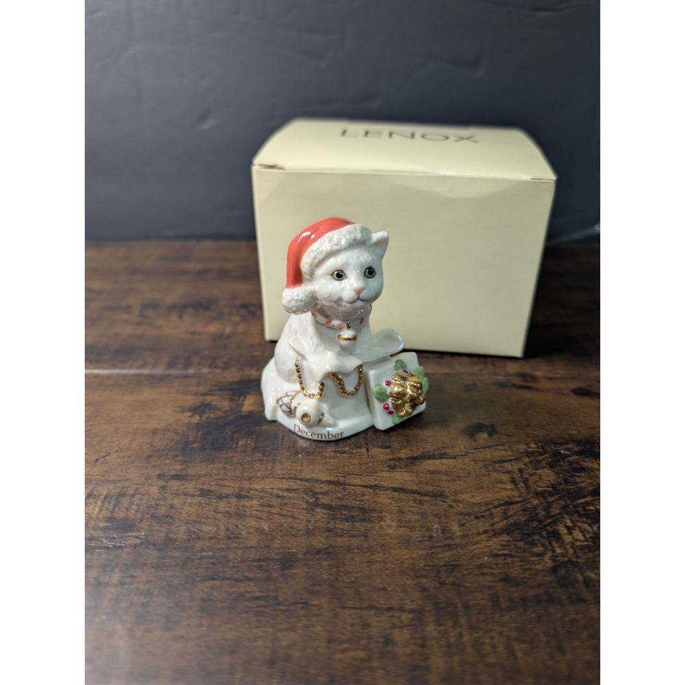 Lenox Perpetual Calendar Playful Kittens December Cat Figurine Christmas 2003